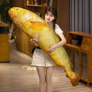Simulation Yellow Croaker Plush Toy Stuffed Lifelike Cartoon Animal Gold Fish Pillow Cushion Kids Birthday Gift