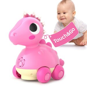 Baby Dinosaur Musical Crawling Toys - Touch & Go Dinosaur with Light Up and Music for 18 Months Infant and Toddler Girls