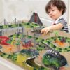 Track Electric Dinosaur Car Mountain Road Rail Kids Puzzle Playful Toy Emit Light Boys Christmas