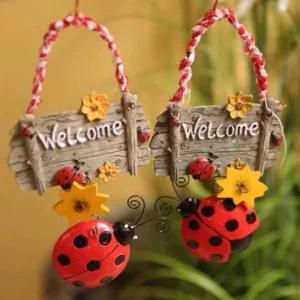 Cartoon Resin Seven Star Ladybug Welcome Card Ornament Cute Beetle House Number Modern Home Decoration