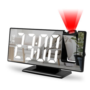 180° Rotation Projection Alarm Clock with Time Temperature Digital Alarm Clock Snooze Table Clock USB Projector LED Clock