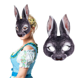 Rabbit Leopard Half Face Mask Creative Funny Animal Halloween Masquerade Party Cosplay Costume Decor