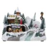 Christmas Glowing Snow House Figurine Rotatable Music Villages Sculpture for Home Bar