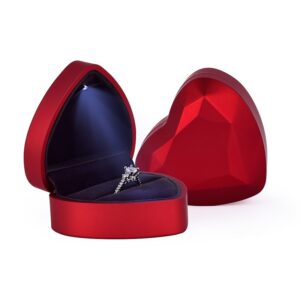 Creative Ring Box Heart Shape LED Light Jewelry Box Proposal Confession Ring Box LED Light Earring Pendant Storage
