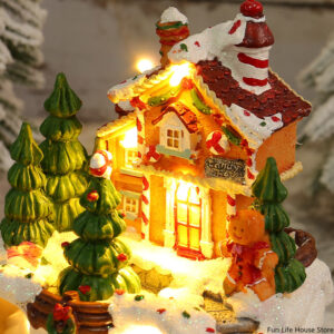 Christmas Luminous Music House Ornament Music Box Cottage Children's Christmas Gift Desktop Resin