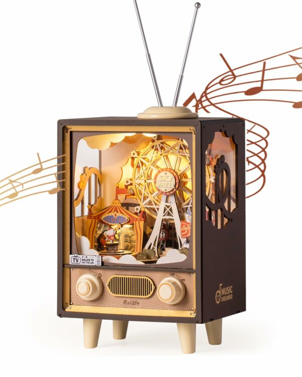 Sunset Carnival Music Boxes with Lights for Kids Adults Home Decoration Luxurious Design 3D Wooden
