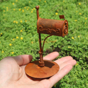 Miniature Fairy Garden Mail Box Rusty Metal Tin Petite Holz Mailbox Rustic Miniatures Items Home Garden Decor