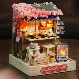 Coffee Shop House Home Decorations With Furniture, Handmade Assembled Model Building Dollhouse Miniature Kits