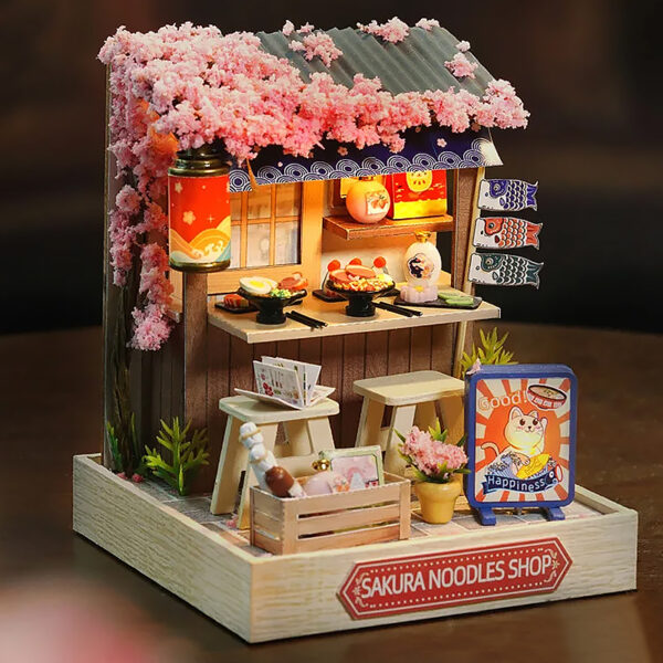 Coffee Shop House Home Decorations With Furniture, Handmade Assembled Model Building Dollhouse Miniature Kits