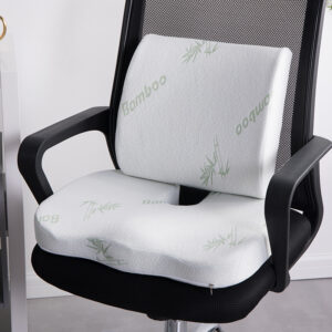 Bamboo Fiber Memory Foam Seat Cushion Back Cushion Slow Rebound Waist Support Set for Home Office Health Care