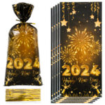Happy New Year Gifts Candy Bag Black Gold New Year's Party Bags Christmas Supplies New Year Cookie