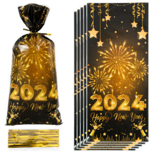 Happy New Year Gifts Candy Bag Black Gold New Year's Party Bags Christmas Supplies New Year Cookie