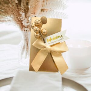 Gold Bow Wedding Favor Candy Box Packaging Gift Box Birthday Party Gift Boxes Paper Bags Event Wedding Party