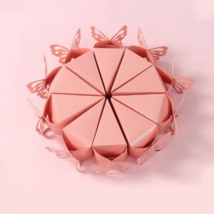 Pink Red Butterfly Triangle Candy Cake Box Gift Packaging Box Wedding Birthday Party Supplies Favour Baby Shower