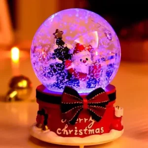 Creative Christmas Crystal Ball Music Box Rotating Snow Flower with Lights Student Day Girlfriend Presents Figurines