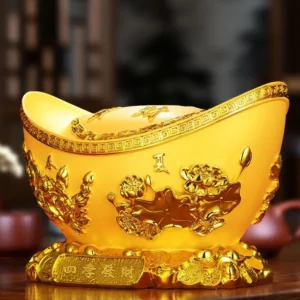 Gold Ingot piggy bank Resin modern art sculpture Large Capacity Home decoration
