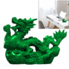 Prosperity Mascot Office Chinese Feng Shui Zodiac Dragon Statue Good Luck Wealth New Year Wooden Sculpture Green