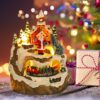 Christmas Resin Ornaments House Village Ornament Santa Claus Xmas Tree Rotating Train Luminous Music Resin