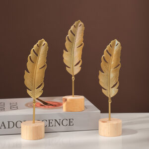 Ginkgo Leaf Decoration Wooden Ornaments Miniature Figurines Office Desktop Crafts Home Decor Christmas Gifts