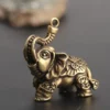 Brass Solid Elephant Statue Desk Toy Ornaments Pure Copper Animal Miniatures Figurines Home Decorations Crafts