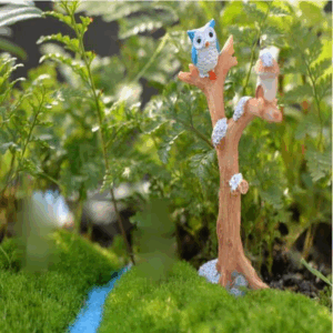 Mini Tree Branches Resin Miniatures Owl Fairy Garden House Kit Dolls Christmas Ornaments Baby Toys