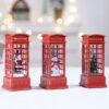 Christmas Phone Booth Santa Claus Snowman Telephone Booth With LED Lights Desktop Ornaments Christmas