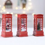 Christmas Phone Booth Santa Claus Snowman Telephone Booth With LED Lights Desktop Ornaments Christmas