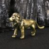 Brass Lion Figurine Car Desktop Decoration Animal Figurines Toys Statue House Office Table