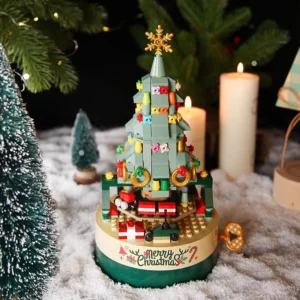 DIY Building Block Music Boxes Christmas Tree Home Decor Rotate Sound Box Figurines Room Decoration
