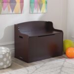 Fun Wooden Toy Box with Safety Hinges, Espresso closet organizer storage containers