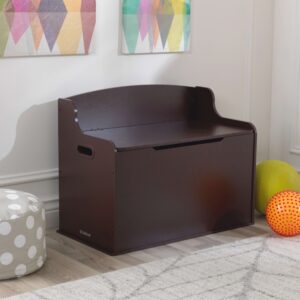Fun Wooden Toy Box with Safety Hinges, Espresso closet organizer storage containers
