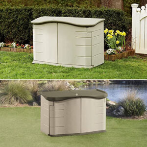 Rubbermaid Outdoor Large Deck Box with Seat, Green, Organizadores Storage Box Home Organization