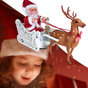 Santa Claus Rope Climbing Doll Elk Sled Toy Christmas Electric Doll With Music Kids Christmas Tree Hanging