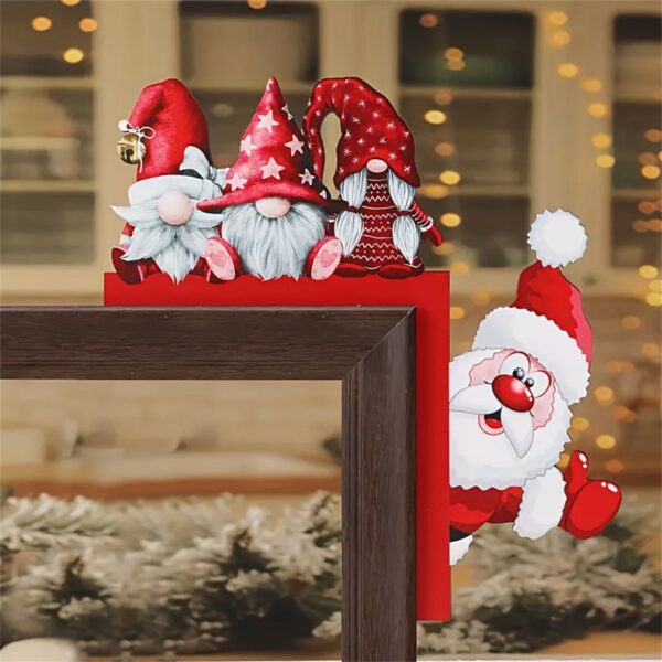 Christmas door frame ornaments, funny Santa Claus with door frames, wall doors and windows