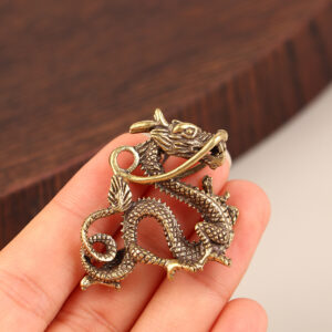 Retro Brass Dragon Figurine Decor Wealth Prosperity Chinese Style Ornament Dragon Luck Animal Fengshui Vintage Decors