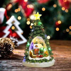 Castle Christmas Tree Musical Ornaments Musical Lighted Snow House Christmas Tree for Christmas Village