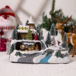 Christmas Glowing Snow House Figurine Rotatable Music Villages Sculpture for Home Bar Shop Decoration Gift
