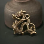 Animal Feng Shui Vintage Decoration Brass Dragon Statue Wealth Prosperity Chinese Style Pendant