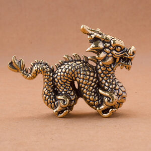 Pure Brass Zodiac Dragon Ornaments Figurines Miniatures Lucky Beast 3D Statue Desktop Decorations Crafts Accessories