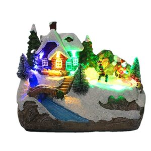 Winter Christmas Village Decoration Liuminated Animated Lighted Musical with Center Tree Moving Ice Skating