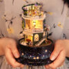 Dollhouse Rotating Music World Music Box DIY Cabin Miniature Construction Model Building Villa Toys Birthday Gift