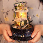 Dollhouse Rotating Music World Music Box DIY Cabin Miniature Construction Model Building Villa Toys Birthday Gift