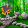 Mini Moss Landscaping House Small Statue Figurine Crafts Figure Ornament Miniatures Home Decoration