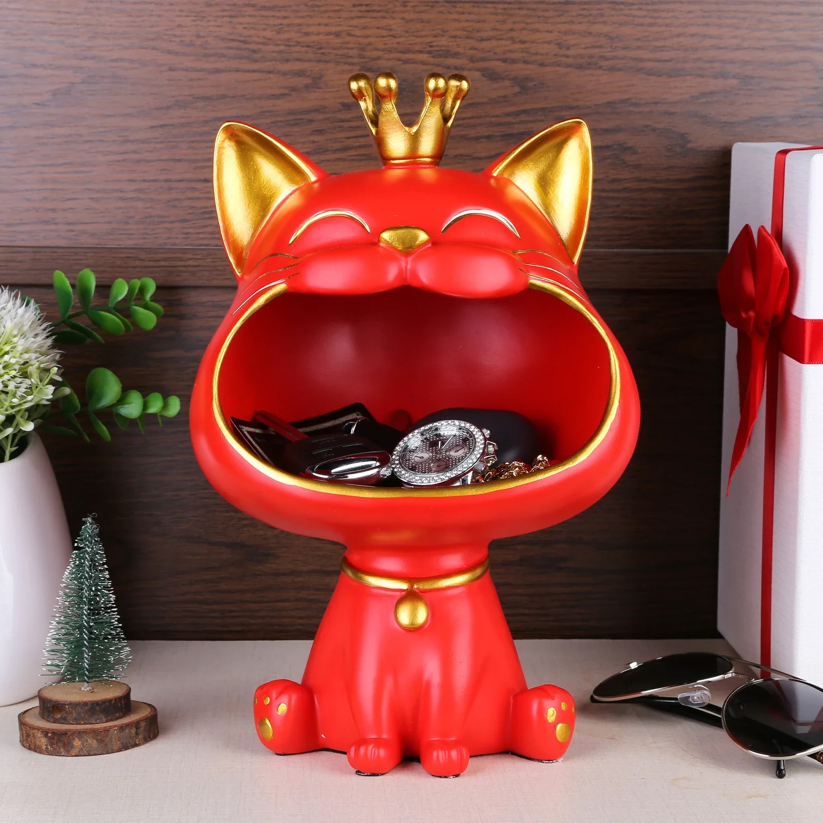 Crown Cat Porch Decoration Light Luxury Home Decoration Creative Living Room Dried Fruit Candy Key Storage Box