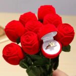 Rose Flower Ring Box Red Cteative Rose Earring Display Holder Gift Boxs Bridal Wedding Engagement