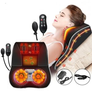 Electric Shiatsu Head Neck Cervical Ttraction Body Massager Car Back Pillow with Heating Vibrating Massage Device