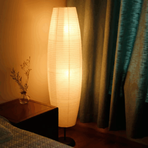 European Style Vertical Minimalist Lampshade Floor Lamp Living Room Bedroom Cross-border Warm LED Paper Lighting Decortion