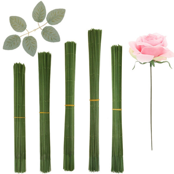 Artificial Green Flower Stem DIY Floral Material Handmade Wire Stem Accessoies For Wedding Home Decor