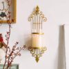 Wall Mounted Candle Holder Metal Crystal Glass Candlestick For Home Decoration Bar Party Christmas Living Room