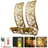 Hollow Wall Candle Holders Middle East Style Metal Craft Wall Candle Stand Candlestick Holder